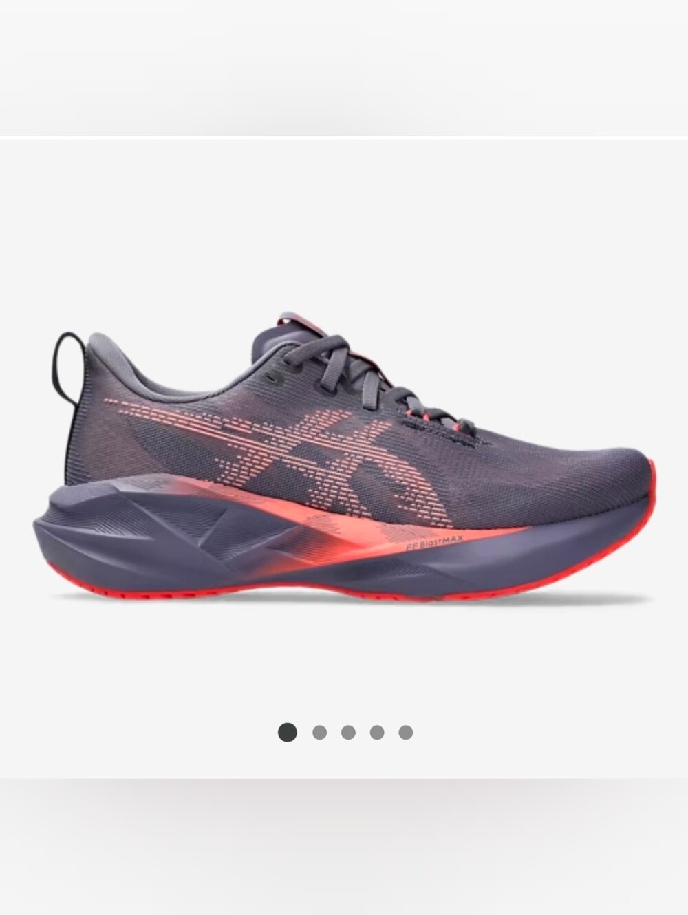 Asics Novablast 5 In Grey/Purple/Coral Reef Womens Size 9.5/ Mens Size 8